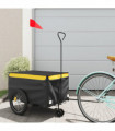 vidaXL Bike Trailer Black and Yellow 30 kg Iron