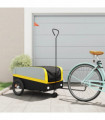 vidaXL Bike Trailer Black and Yellow 45 kg Iron