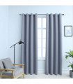 vidaXL Blackout Curtains with Metal Rings 2 pcs Grey 140x175 cm