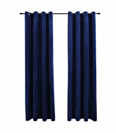 vidaXL Blackout Curtains with Rings 2 pcs Velvet Dark Blue 140x175 cm