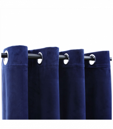 vidaXL Blackout Curtains with Rings 2 pcs Velvet Dark Blue 140x175 cm