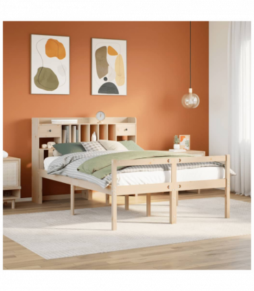 vidaXL Bookcase Bed without Mattress 140x190 cm Solid Wood Pine