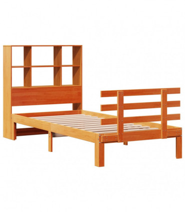 vidaXL Bookcase Bed without Mattress Wax Brown 100x200cm Solid Wood Pine