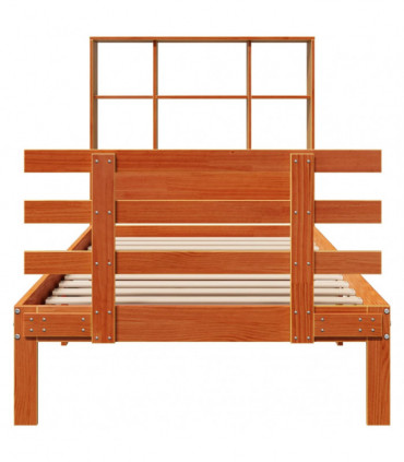 vidaXL Bookcase Bed without Mattress Wax Brown 100x200cm Solid Wood Pine