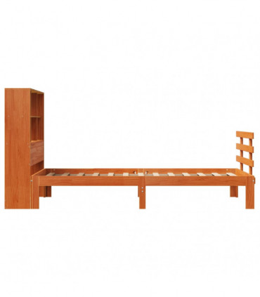 vidaXL Bookcase Bed without Mattress Wax Brown 100x200cm Solid Wood Pine