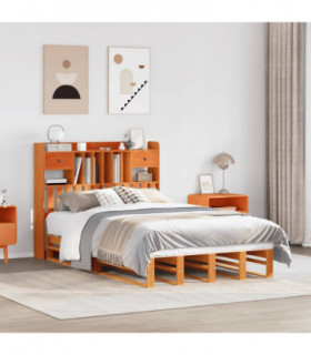 vidaXL Bookcase Bed without Mattress Wax Brown 135x190 cm Double Solid Wood Pine