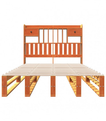 vidaXL Bookcase Bed without Mattress Wax Brown 135x190 cm Double Solid Wood Pine
