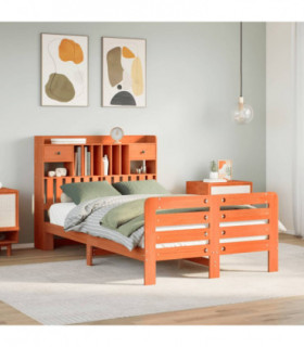 vidaXL Bookcase Bed without Mattress Wax Brown 135x190 cm Double Solid Wood Pine