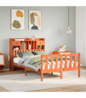 vidaXL Bookcase Bed without Mattress Wax Brown 135x190 cm Double Solid Wood Pine
