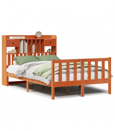 vidaXL Bookcase Bed without Mattress Wax Brown 135x190 cm Double Solid Wood Pine