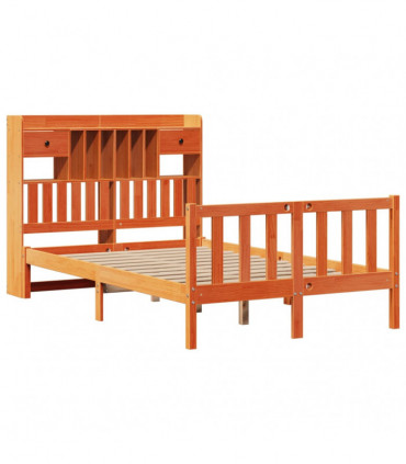 vidaXL Bookcase Bed without Mattress Wax Brown 135x190 cm Double Solid Wood Pine