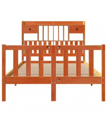 vidaXL Bookcase Bed without Mattress Wax Brown 135x190 cm Double Solid Wood Pine