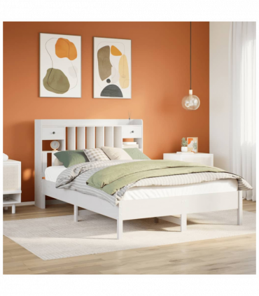 vidaXL Bookcase Bed without Mattress White 140x190 cm Solid Wood Pine