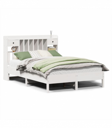 vidaXL Bookcase Bed without Mattress White 140x190 cm Solid Wood Pine