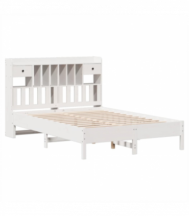 vidaXL Bookcase Bed without Mattress White 140x190 cm Solid Wood Pine