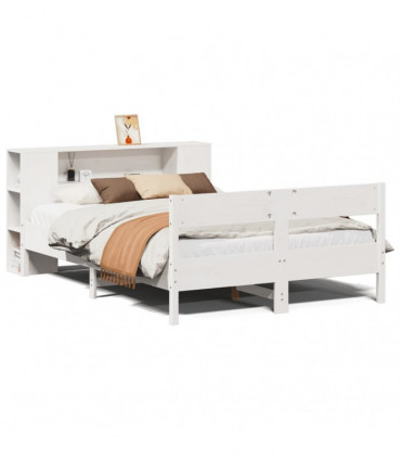vidaXL Bookcase Bed without Mattress White 140x190cm Solid Wood Pine
