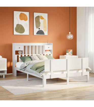 vidaXL Bookcase Bed without Mattress White 140x190cm Solid Wood Pine