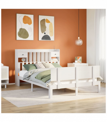 vidaXL Bookcase Bed without Mattress White 140x190cm Solid Wood Pine