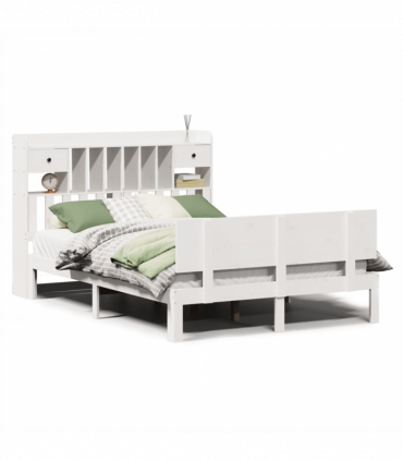 vidaXL Bookcase Bed without Mattress White 140x190cm Solid Wood Pine