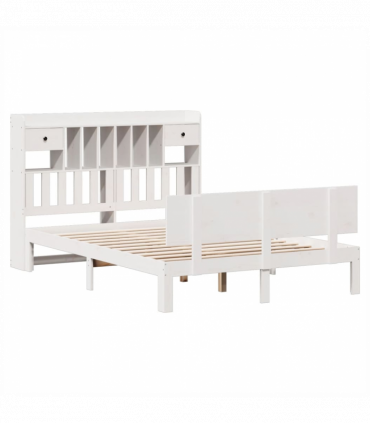 vidaXL Bookcase Bed without Mattress White 140x190cm Solid Wood Pine