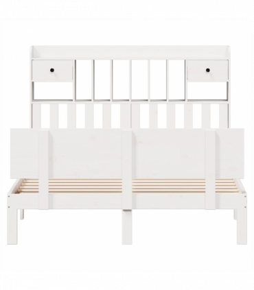 vidaXL Bookcase Bed without Mattress White 140x190cm Solid Wood Pine