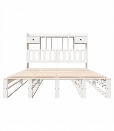 vidaXL Bookcase Bed without Mattress White 150x200 cm King Size Solid Wood Pine