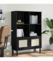 vidaXL Bookcase SENJA Rattan Look Black 90x35x130 cm Solid Wood Pine