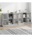 vidaXL Bookcase with Doors Concrete Grey 204x37x75 cm Engineered Wood