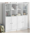 vidaXL Bookcase with Doors White 136x37x142 cm Engineered Wood