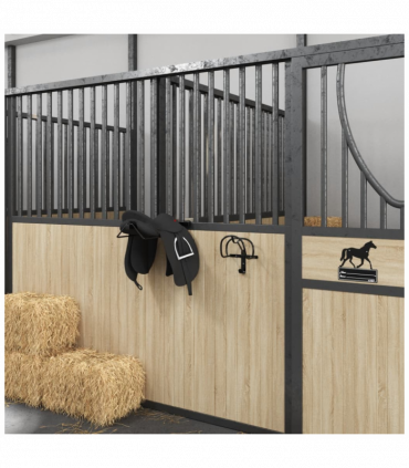 vidaXL Bridle Rack Wall Mounted Black Iron