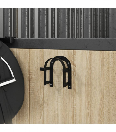 vidaXL Bridle Rack Wall Mounted Black Iron