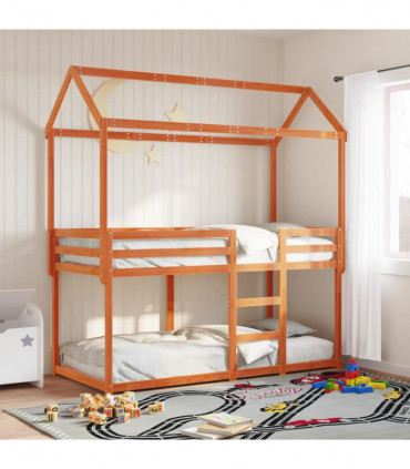 vidaXL Bunk Bed without Mattress Wax Brown 75x190 cm Small Single Solid Wood Pine