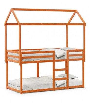 vidaXL Bunk Bed without Mattress Wax Brown 75x190 cm Small Single Solid Wood Pine