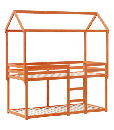 vidaXL Bunk Bed without Mattress Wax Brown 75x190 cm Small Single Solid Wood Pine