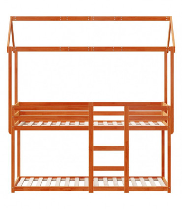 vidaXL Bunk Bed without Mattress Wax Brown 75x190 cm Small Single Solid Wood Pine