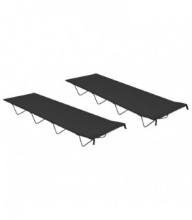 vidaXL Camping Beds 2 pcs 180x60x19 cm Oxford Fabric and Steel Black