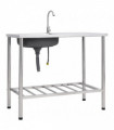vidaXL Camping Sink Single Basin with Tap Stainless Steel