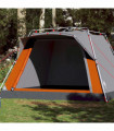 vidaXL Camping Tent Cabin 4-Person Grey and Orange Quick Release