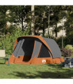 vidaXL Camping Tent Cabin 4-Person Grey and Orange Waterproof