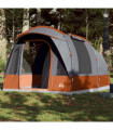 vidaXL Camping Tent Tunnel 3-Person Grey and Orange Waterproof