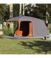 vidaXL Camping Tent with Porch Dome 5-Person Grey and Orange Waterproof