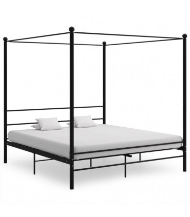 vidaXL Canopy Bed Frame Black Metal 200x200 cm