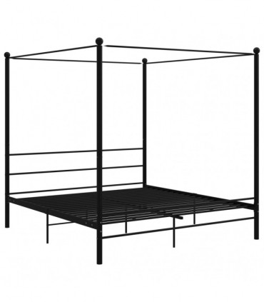 vidaXL Canopy Bed Frame Black Metal 200x200 cm