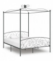 vidaXL Canopy Bed Frame Grey Metal 160x200 cm