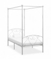 vidaXL Canopy Bed Frame White Metal 120x200 cm