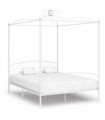 vidaXL Canopy Bed Frame White Metal 160x200 cm