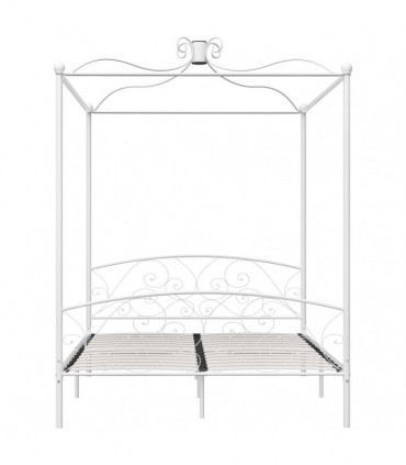 vidaXL Canopy Bed Frame White Metal 160x200 cm