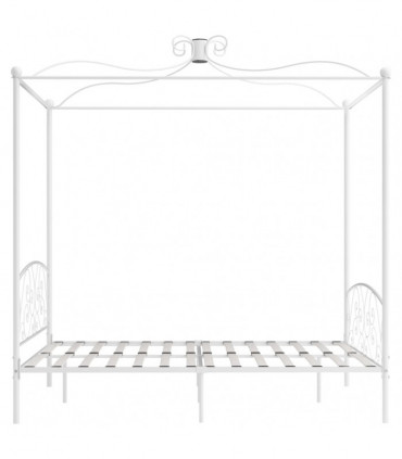 vidaXL Canopy Bed Frame White Metal 160x200 cm