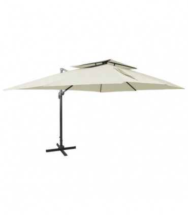 vidaXL Cantilever Umbrella with Double Top Sand 400x300 cm