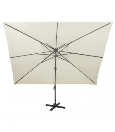 vidaXL Cantilever Umbrella with Double Top Sand 400x300 cm